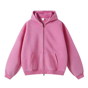 Sweat à capuche zippé sur mesure pour homme, effet délavé à l'acide, style vintage, streetwear oversize, coton épais, fournisseur OEM ODM, faible MOQ, production 2026 - Product Image 6