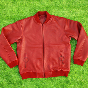 แจ็คเก็ตบอมเบอร์หนังวัวแท้สำหรับผู้ชายสั่งทำขายส่ง เสื้อแจ็คเก็ตหนังสำหรับฤดูหนาว แฟชั่นสไตล์วาร์ซิตี้ สตรีทแวร์ ซิปแบบทหาร - Product Image 1
