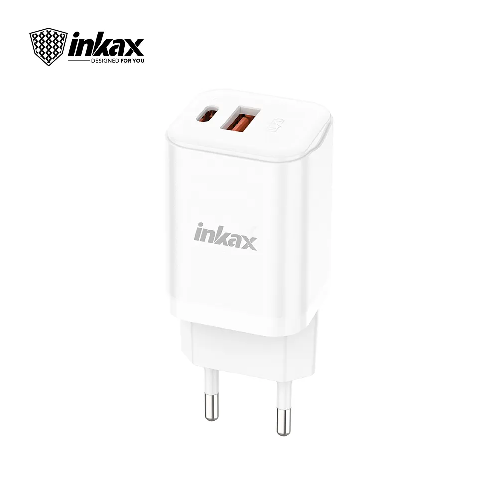 Inkax Chargeur USB C 20W Chargeur mural à charge rapide Prise USB Adaptateur secteur avec câble USB Type C/Micro