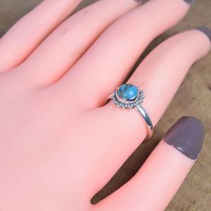 Anillo de piedras preciosas turquesa de Plata de Ley 925 estilo bohemio hecho a mano, regalo de joyería de boda para mujeres y niñas - Product Image 3