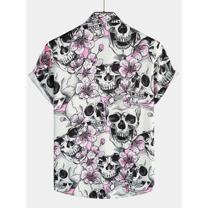 Chemise à manches courtes d'été pour hommes Hawaiian Flower Design Thin for Tide Brand Fashion Top avec sens avancé de Hong Kong - Product Image 5