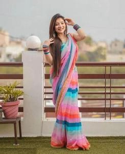 La mayoría de los vendedores Heavy Georgette Saree Tradicional Fancy Digital Print Designer Party Wear Saree Último exclusivo Saree Impreso Sari - Product Image 2