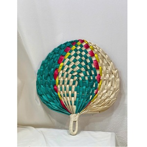 Abanico Redondo de Mimbre Tejido a Mano con Diseño de Hoja de Palma para Refrescarse en Verano, Decoración Colorida y Ecológica - Product Image 2