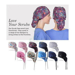 Gorros Quirúrgicos Unisex con Espacio para Cola de Caballo, Gorros de Enfermera Cómodos para Cabello Largo, Gorro Bouffant Elegante 100% Algodón Transpirable para Playa y Exteriores - Product Image 4