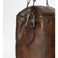 Sac de frappe de boxe professionnel en cuir véritable personnalisé, robuste, avec chaîne métallique, léger, confortable, 2 pieds de haut, logo couleur, sable
