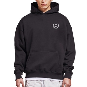 Vente en gros de sweat-shirts vintage surdimensionnés en coton 100% pour hommes, coupe ample, poids lourd, avec logo personnalisé en relief pour l'hiver - Product Image 1