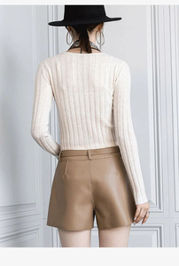 Shorts de Mujer al por Mayor, Hechos de Cuero Auténtico, Diseño de Diseñador, 100% Piel de Cordero, Fabricación en Tienda en Línea, ODM OEM, Muestra Gratuita - Product Image 2