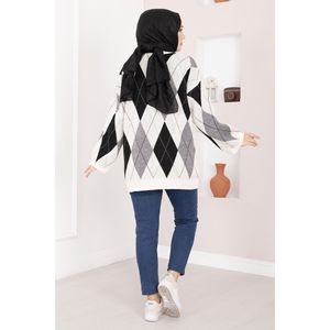 Suéter de Punto Color Crudo Premium con Patrón de Baklava, Transpirable, Estilo Coreano, Oversize para Chicas, Moda Casual de Invierno y Otoño, con Logotipo Frontal - Product Image 4