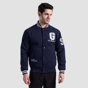 เสื้อแจ็คเก็ต Crest Varsity กันน้ำ สีกรมท่า วินเทจ หนังปักลาย ปิดด้วยซิป มีไซส์ตั้งแต่ XS ถึง 6XL สำหรับฤดูใบไม้ผลิ ฤดูใบไม้ร่วง และฤดูหนาว - Product Image 1