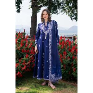 เสื้อเชิ๊ตสนามหญ้าผ้าชีฟองปักลาย GARNET-3PC พร้อมตาข่ายคาดดิดและ Trousers-BIC-4844 - Product Image 1