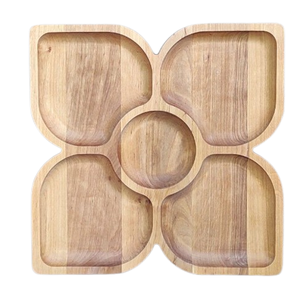 Plat de service vintage en bois pour chips et trempette, plateau de fête moderne du milieu du siècle, décoration de maison de plage - Product Image 5