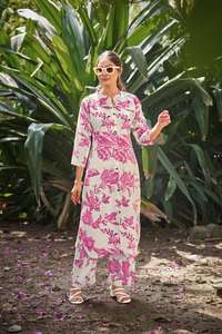 ชุดเซ็ตผ้าเรยอนพิมพ์ลายคุณภาพพรีเมียมสำหรับผู้หญิง ดีไซน์เนอร์แบรนด์ Maruti Fashion Kurta/Kurti ความยาวระดับเข่า เหมาะกับทุกฤดูกาล ราคาสุดคุ้ม - Product Image 4