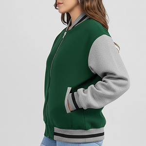 Chaqueta Universitaria Personalizada de Talla Grande, Corte Holgado, Hombros Caídos, Cierre de Cremallera, Logotipo Bordado Personalizado, Chaqueta Universitaria Gruesa - Product Image 3