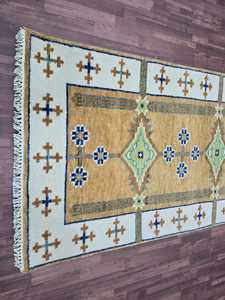 Personnalisable haute Floral indien Oushak Oriental noué à la main laine tapis de coureur brodé à la main pour la maison abstrait 1 pièce - Product Image 3