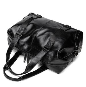 Sac de voyage surdimensionné en cuir véritable avec logo personnalisé, compartiment à chaussures, grande capacité, sac de sport, sac de voyage transversal - Product Image 4