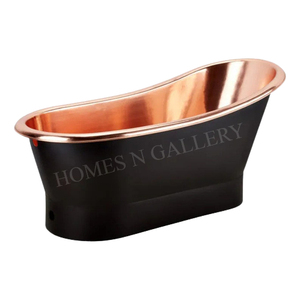 Bañera de cobre de doble pared de alta calidad con acabado negro de lujo, bañera de baño independiente, precio al por mayor - Product Image 1