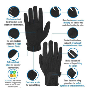 Gants d'équitation en cuir/polyester unisexe, hiver, doigts entiers, super doux, haute qualité, gants d'équitation - Product Image 3