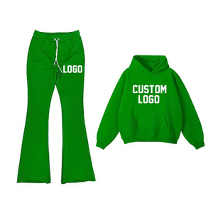 Custom Men's Cotton Fleece Breathable Quick Dry Hoodie Jogger Set Solid Pattern Digital Print Flare Sweatshirt Pant Eco-Friendly - Product Image 1