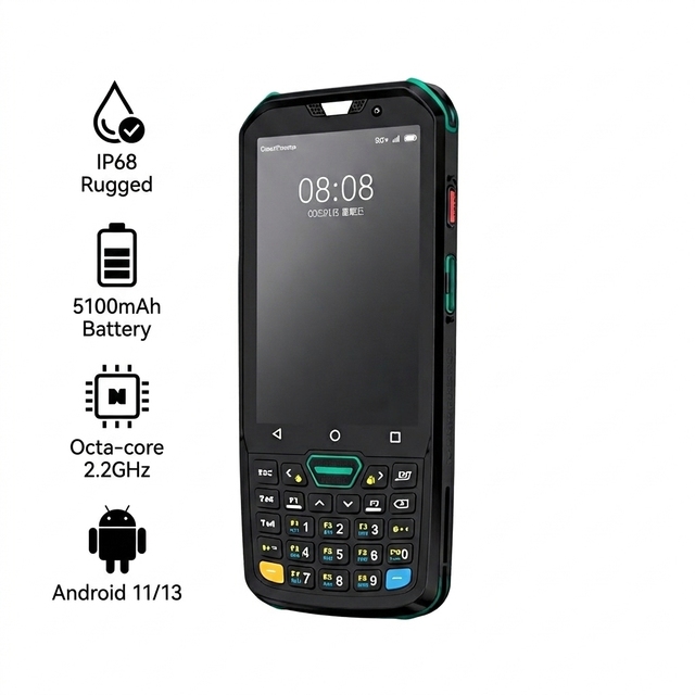 IP68 Waterproof Rugged PDA Android 11 Industrial Handheld Terminal with 1D 2D QR Barcode Scanner NFC Mobile Computer