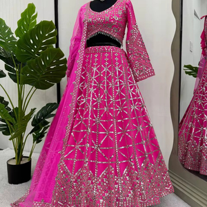 Último diseñador Faux Georgette bordado hilo espejo trabajo Lehenga Choli por FabZone - Product Image 1
