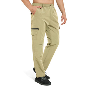 Pantalon cargo pour homme Taille haute élastique avec cordon de serrage Sports décontractés avec poche tricotée Logo personnalisable pour pantalon pour homme d'automne - Product Image 1