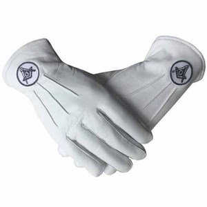 Guantes Masónicos Bordados de Algodón [Blancos] Talla Única - Product Image 3