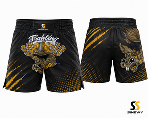 กางเกง MMA SINEWY Fighting Squirrels สีดำทอง พิมพ์ลายแบบ Sublimation ระบายเหงื่อได้ดี ทรงปกติ สำหรับผู้ใหญ่ ชุดกีฬา - Product Image 1
