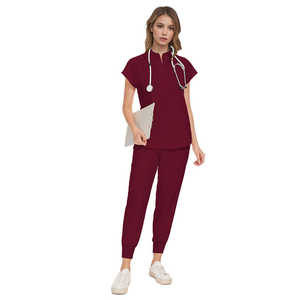 Conjuntos de uniformes médicos contemporáneos con manga corta de corte limpio y cuello alto afilado para un estilo clínico - Product Image 2