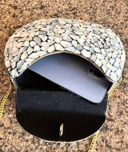 Mosaic Glamorous Metallic <b>Gold</b> Velvet Sequins Women <b>Clutch</b> Designer Party Purse Classic Casual Eco-Friendly From INDIA - Product Image 3
