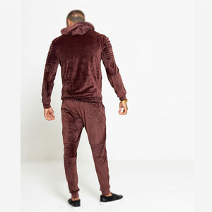 Vêtements d'entraînement d'hiver pour hommes sur mesure, nouveau design tendance, veste zippée longue et ensemble de survêtement en velours - Product Image 5