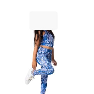 Custom Wholesale High Elastic <b>Girls</b> Yoga <b>Sports</b> <b>Bra</b> & Leggings Set Quick Dry Breathable Gym Fitness Clothing Solid Color - Product Image 3