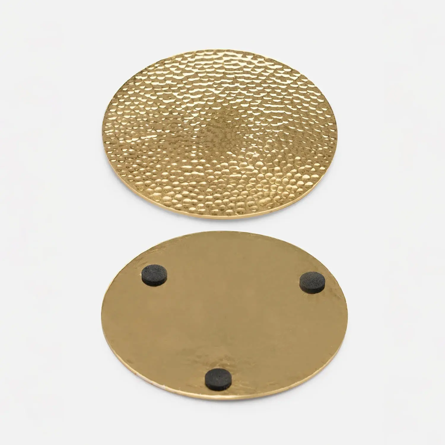 Hot Selling Custom Set of 4 Gold Metal Hammered Round Cup Coasters for Home Bar Office Table Mats & Pads At Wholesale Price