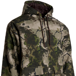 Chaqueta de Camuflaje Bosque Oscuro de Alto Contraste para Hombre con Capucha Protectora, Cierre Completo y Bolsillos Grandes con Solapa Utilitaria, Ropa para Exteriores - Product Image 3