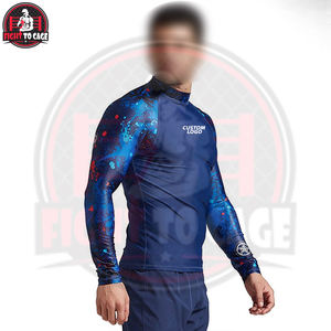 Chemise de compression légère de qualité supérieure pour hommes, vêtements de fitness MMA, rashguard à séchage rapide, manches longues, tissu 220g, FIGHT CAGE - Product Image 2