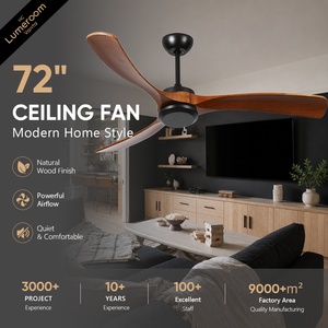 Ventilateur de plafond en bois massif de 72 pouces sans lumière avec télécommande, ventilateur de plafond silencieux à moteur DC réversible pour salon, patio - Product Image 1