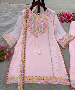 Estilo indio pakistaní Salwar kameez listo para damas traje de algodón cosido vestidos de mujer elegantes - Product Image 2