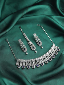 Conjunto de collar largo con acabado antiguo para mujer para ocasiones étnicas y culturales a precios asequibles de La India - Product Image 4