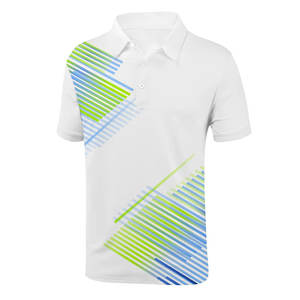Camisa Polo Blanca Personalizada para Hombre |   Camiseta de golf con estampado geométrico abstracto de líneas |   Uniformes Deportivos Sublimados al por Mayor para Equipos - Product Image 4