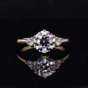 Brillant coupe trois pierres 925 argent Sterling Moissanite bague en diamant Style à la mode mode pour anniversaire saint valentin fête - Product Image 2