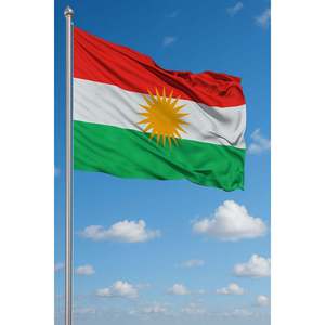 Drapeau d'extérieur personnalisé du Kurdistan irakien en satin polyester et soie avec impression numérique et mât en aluminium - Product Image 2