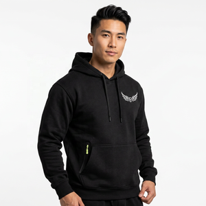 Men's <b>Black</b> Regular Fit Knitted Spandex/Cotton Cartoon Print Casual Pocket Design Autumn <b>Sweatshirt</b> - Product Image 5