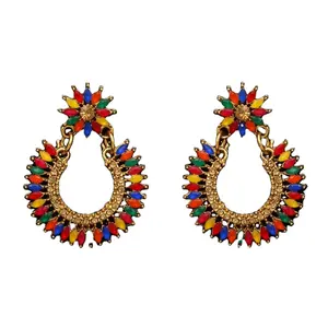 Multi Color Glass Stone Antique Earrings
