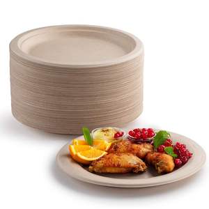 Assiette ronde en bagasse de 9 pouces, résistante à la chaleur, utilisable au micro-ondes, pour un usage unique - Product Image 4
