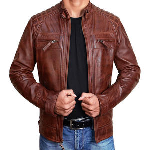 เสื้อนอกสำหรับนักขี่จักรยานหนังเข้ารูป, เสื้อแจ็กเก็ตสไตล์ไฮสตรีทสำหรับฤดูหนาวมีกระเป๋าซิปและปกคอตกแต่งใหม่สำหรับผู้ชาย - Product Image 3