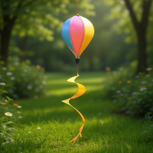 Carillon éolien Design5 Bdt en forme de ballon arc-en-ciel avec queue en spirale, diamètre 28 cm et longueur 110 cm, décorations de jardin - Product Image 3