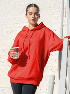 Sweats à capuche pour femmes grande taille bleu marine pulls à capuche esthétiques surdimensionnés couleur unie sweats à capuche surdimensionnés pour femmes - Product Image 6