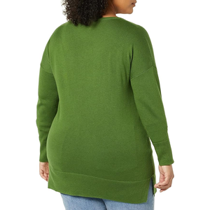 Cotton Super Soft V-neck Sweater Women's Plus Size Classic-Fit <b>Long</b>-Sleeve Breathable V-neck Sweater - Product Image 4
