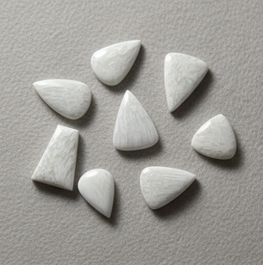 พลอยสโคเลไซต์ทรงหลังเบี้ยธรรมชาติ สำหรับทำแหวนและจี้ ขายส่งคริสตัล วัสดุหินธรรมชาติ - Product Image 1