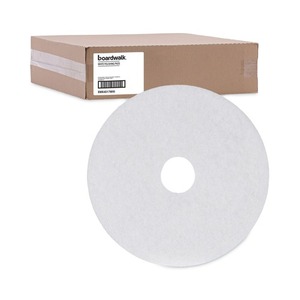 Pads de polissage blancs Boardwalk de 17 pouces pour sols secs/diamantés/lustrés pour granit - 5/carton - Product Image 1