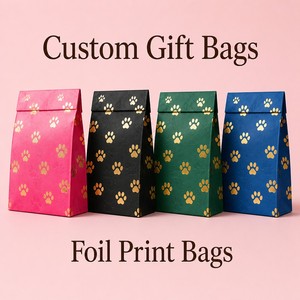 Bolsas de Regalo <span class=keywords><strong>Fucsia</strong></span> Impresas Personalizadas con Estampado de Huella Dorada para Fiestas de Mascotas, Empaque de Regalo al por Mayor, Papel Mate de Lujo con Estampado en Relieve - Product Image 2